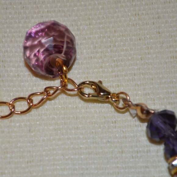 Handmade Purple Gold Plated Bracelet with Lobster Clasp - Picture 5 of 10